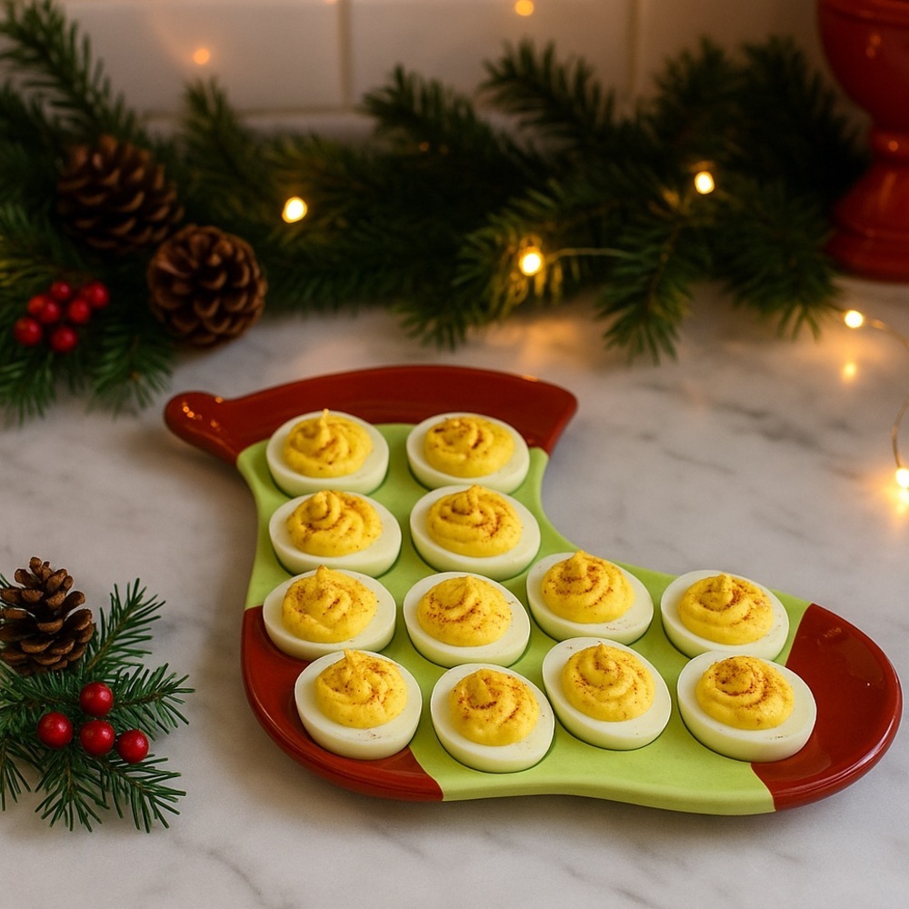 Corsica Home Holiday Stocking Deviled Egg Platter Dish #1